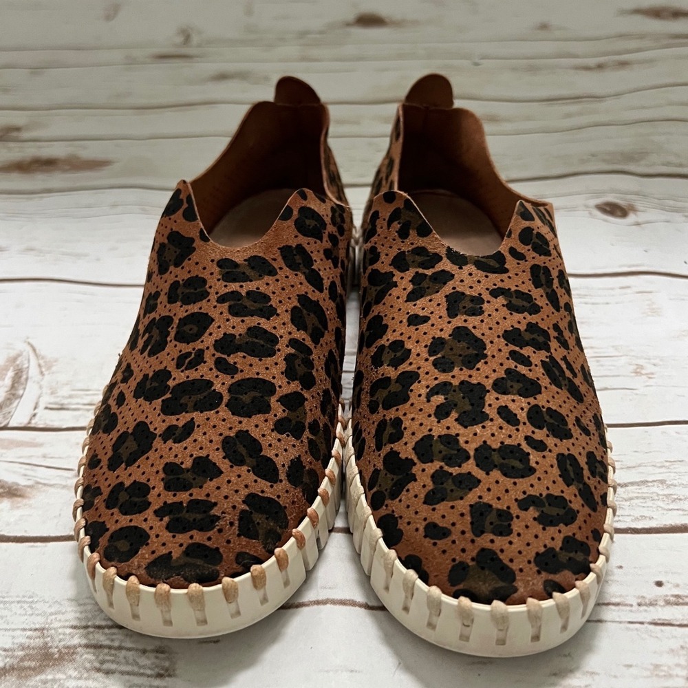 Ilse Jacobsen Tulip Slip‎ On Brown Leopard Animal Print Perforated 38 - 8US